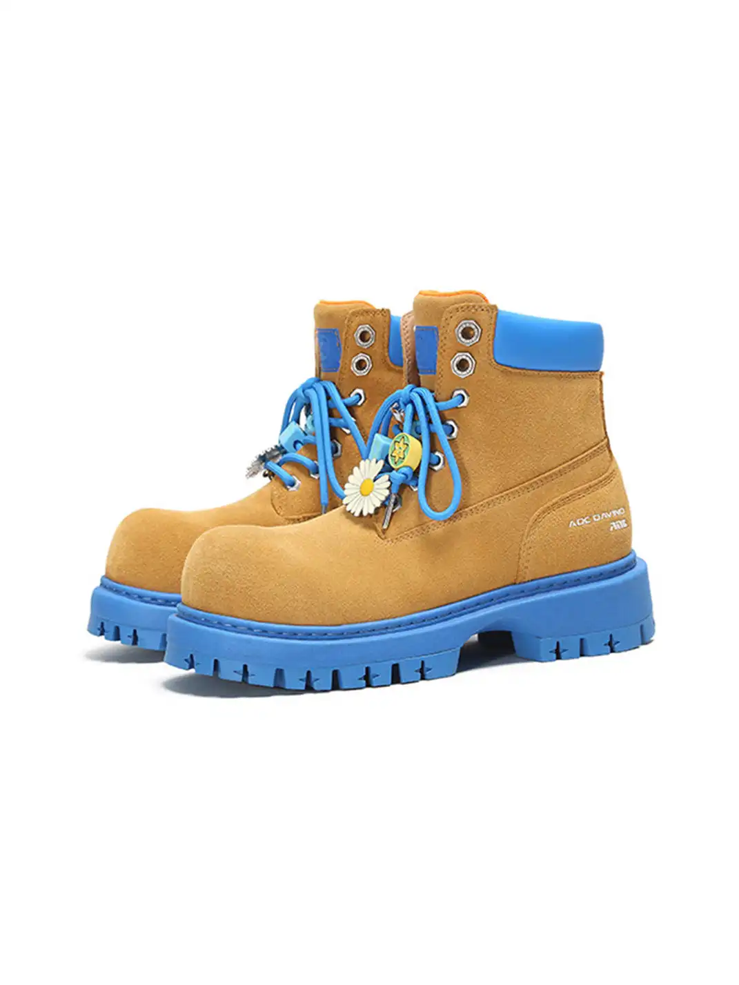 ADC | Yellow Suede Blue Sole Platform Martin Boots