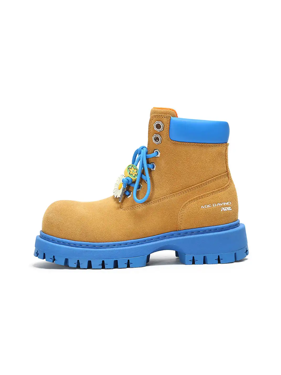 ADC | Yellow Suede Blue Sole Platform Martin Boots