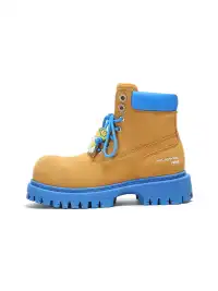 ADC | Yellow Suede Blue Sole Platform Martin Boots