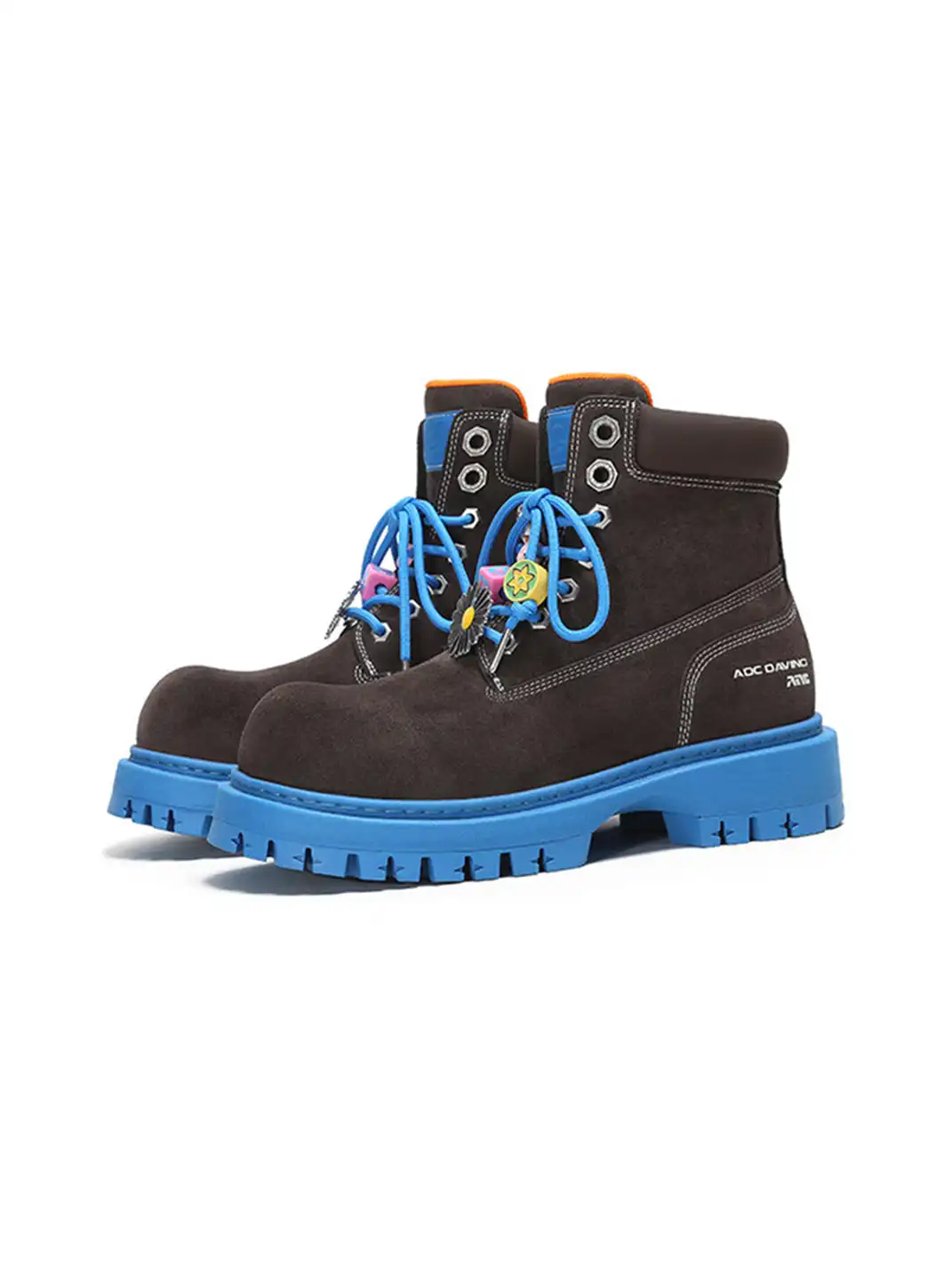 ADC | Dark Brown Suede Blue Sole Platform Martin Boots