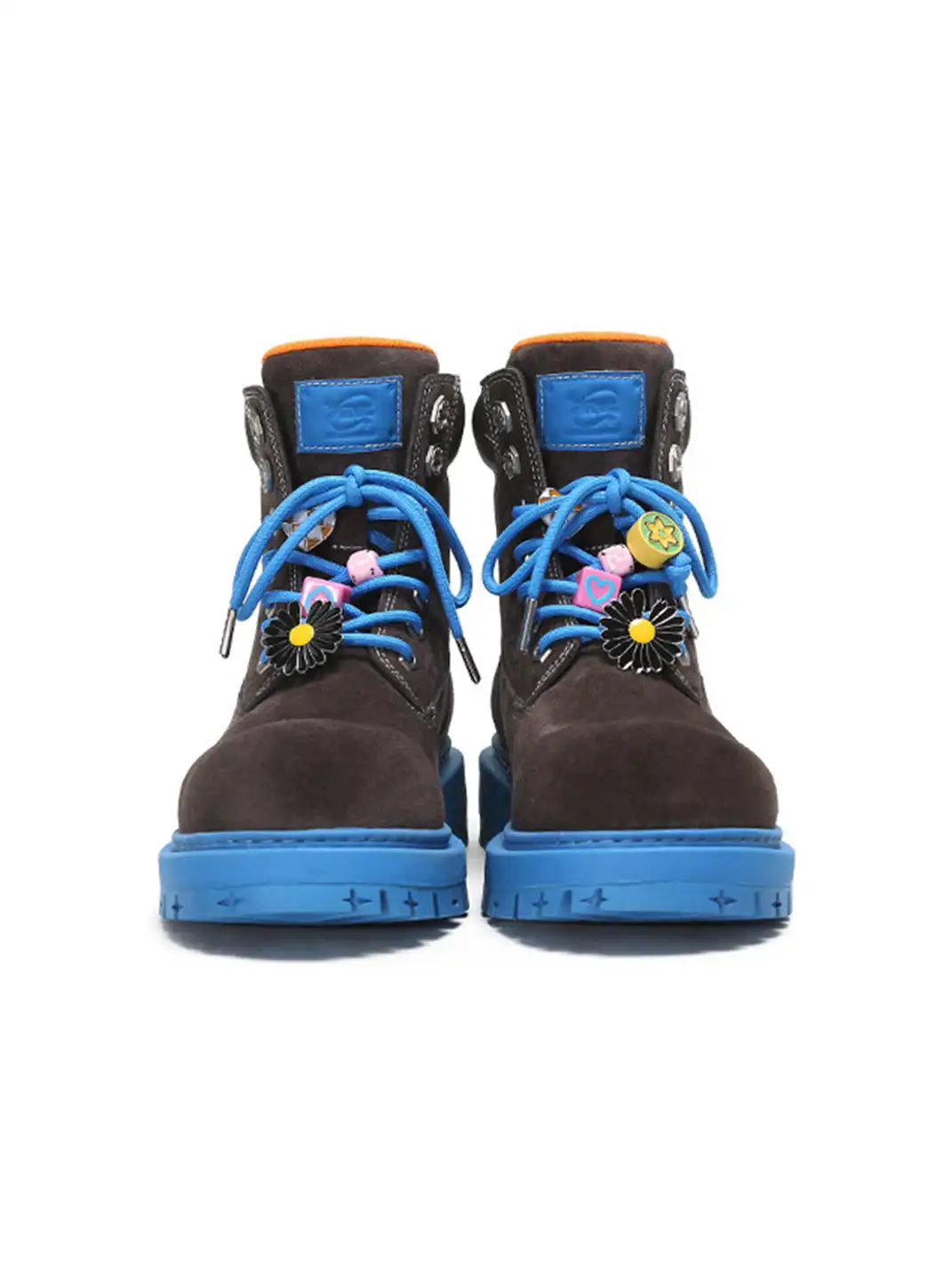 ADC | Dark Brown Suede Blue Sole Platform Martin Boots