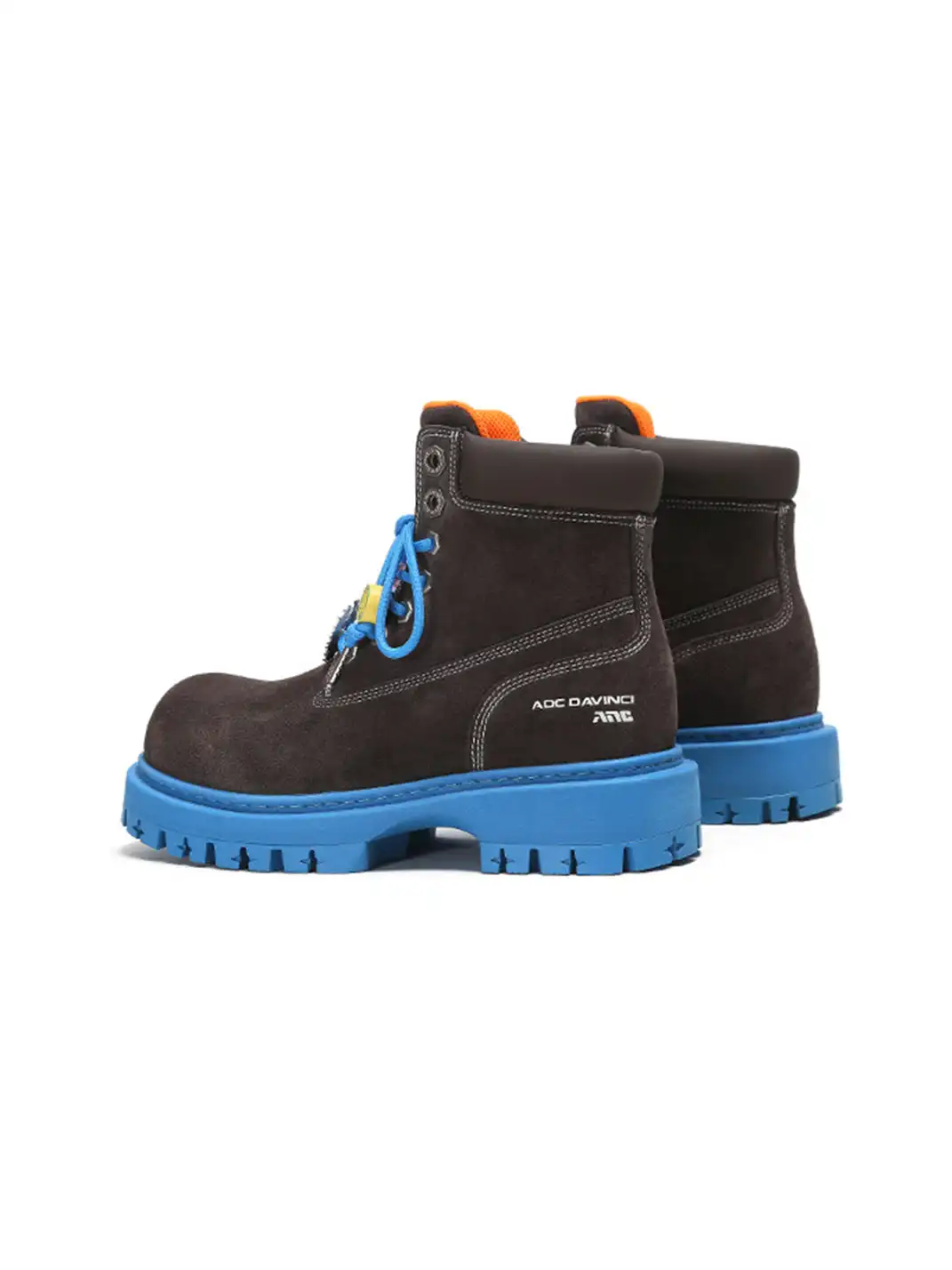 ADC | Dark Brown Suede Blue Sole Platform Martin Boots
