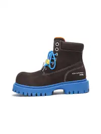 ADC | Dark Brown Suede Blue Sole Platform Martin Boots