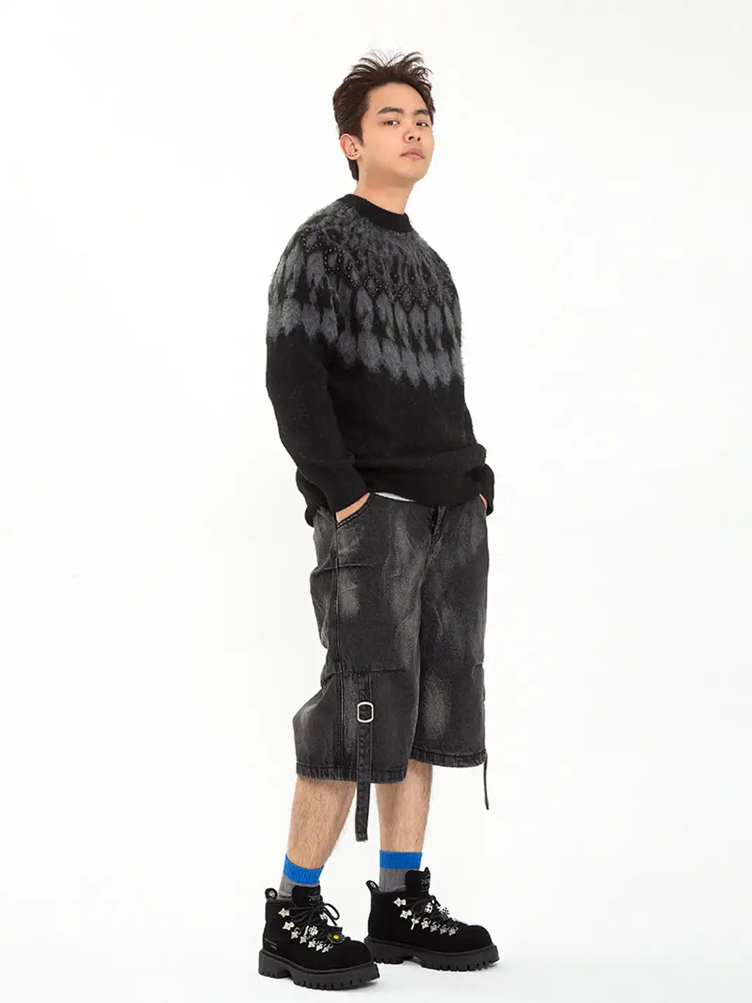 ADC | Chunky Black Combat Boots with Star Accents