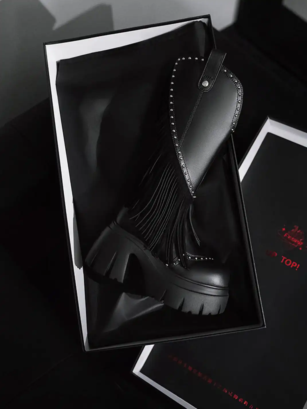 FYSPR | Tassel Studded Western Boots-Black