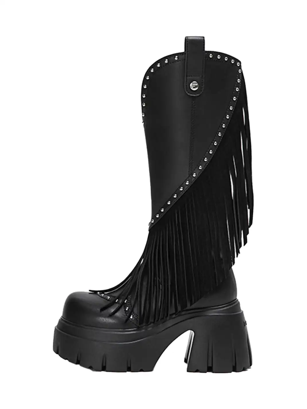 FYSPR | Tassel Studded Western Boots-Black