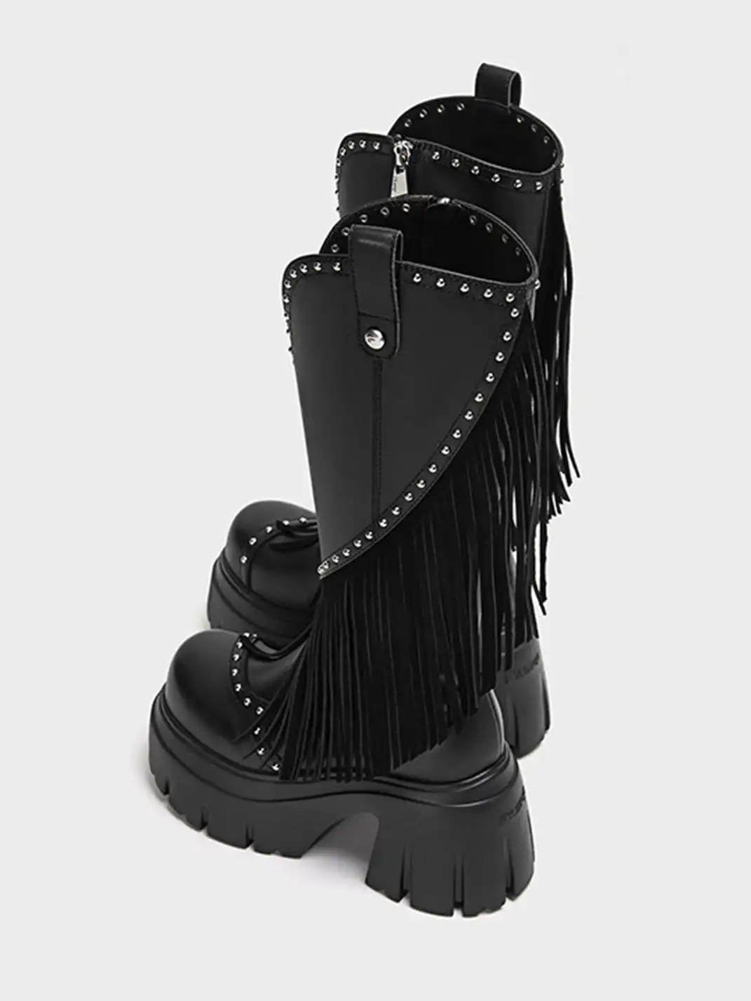 FYSPR | Tassel Studded Western Boots-Black