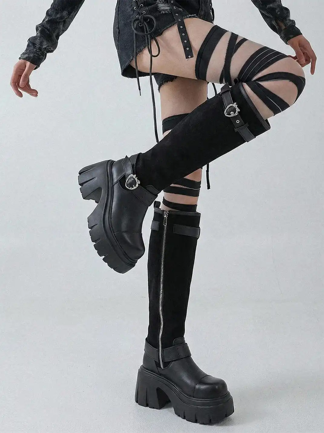 FYSPR | Zippered Belt Buckle Riding Boots