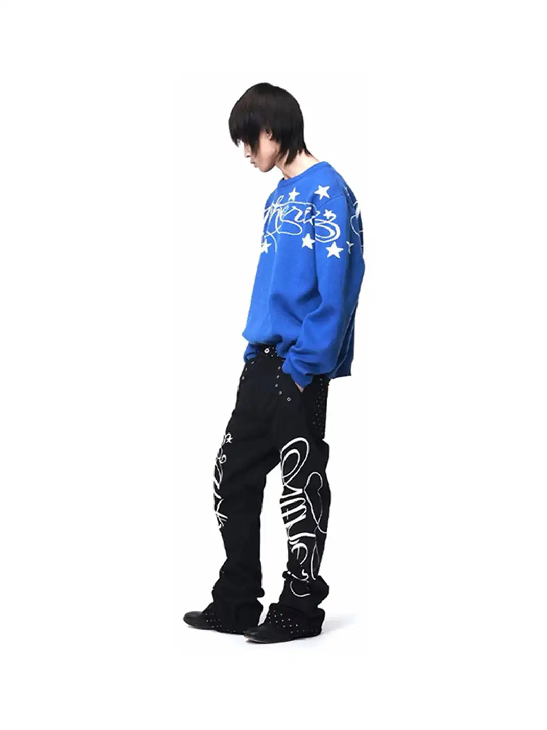 DETW | Slogan Jacquard Wool Drop Shoulder Sweater