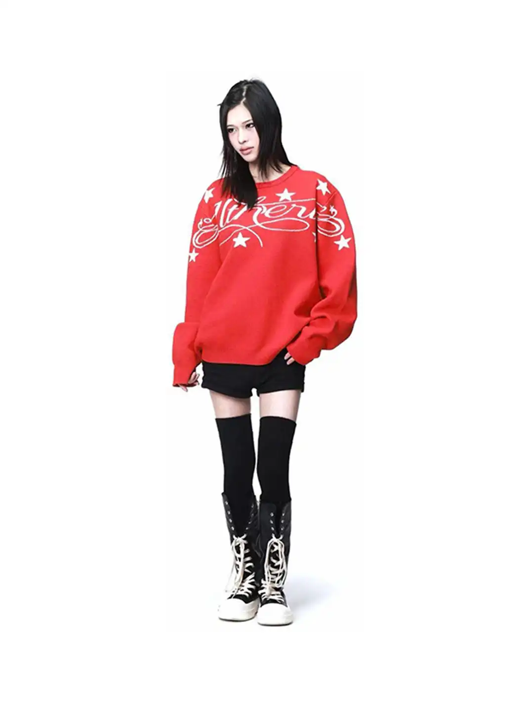 DETW | Slogan Jacquard Wool Drop Shoulder Sweater