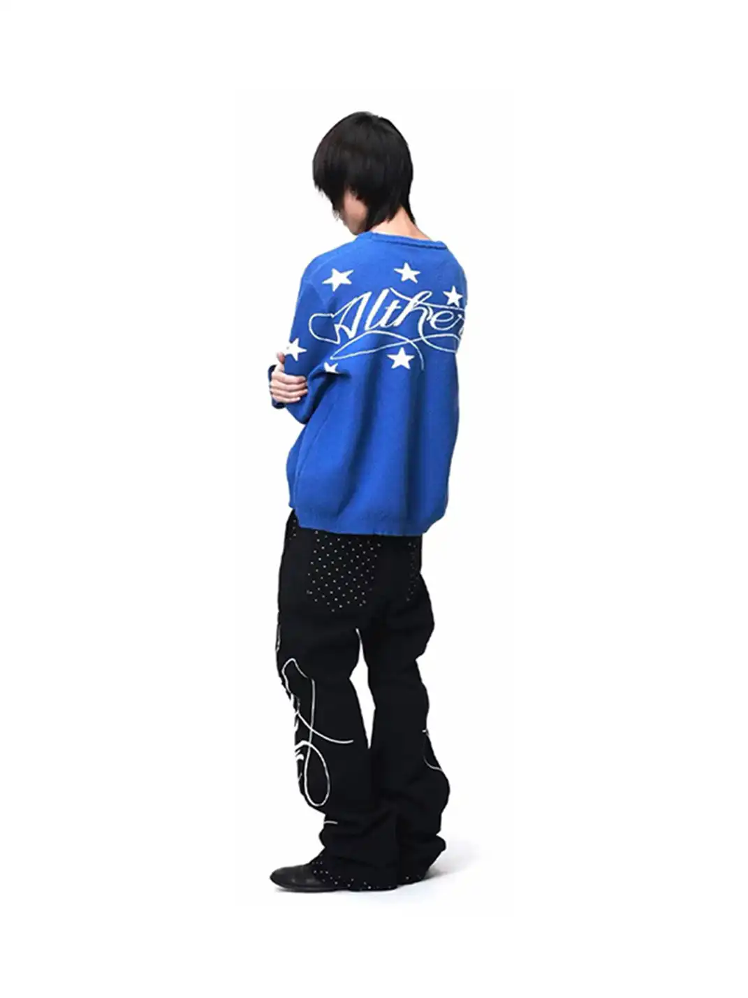 DETW | Slogan Jacquard Wool Drop Shoulder Sweater