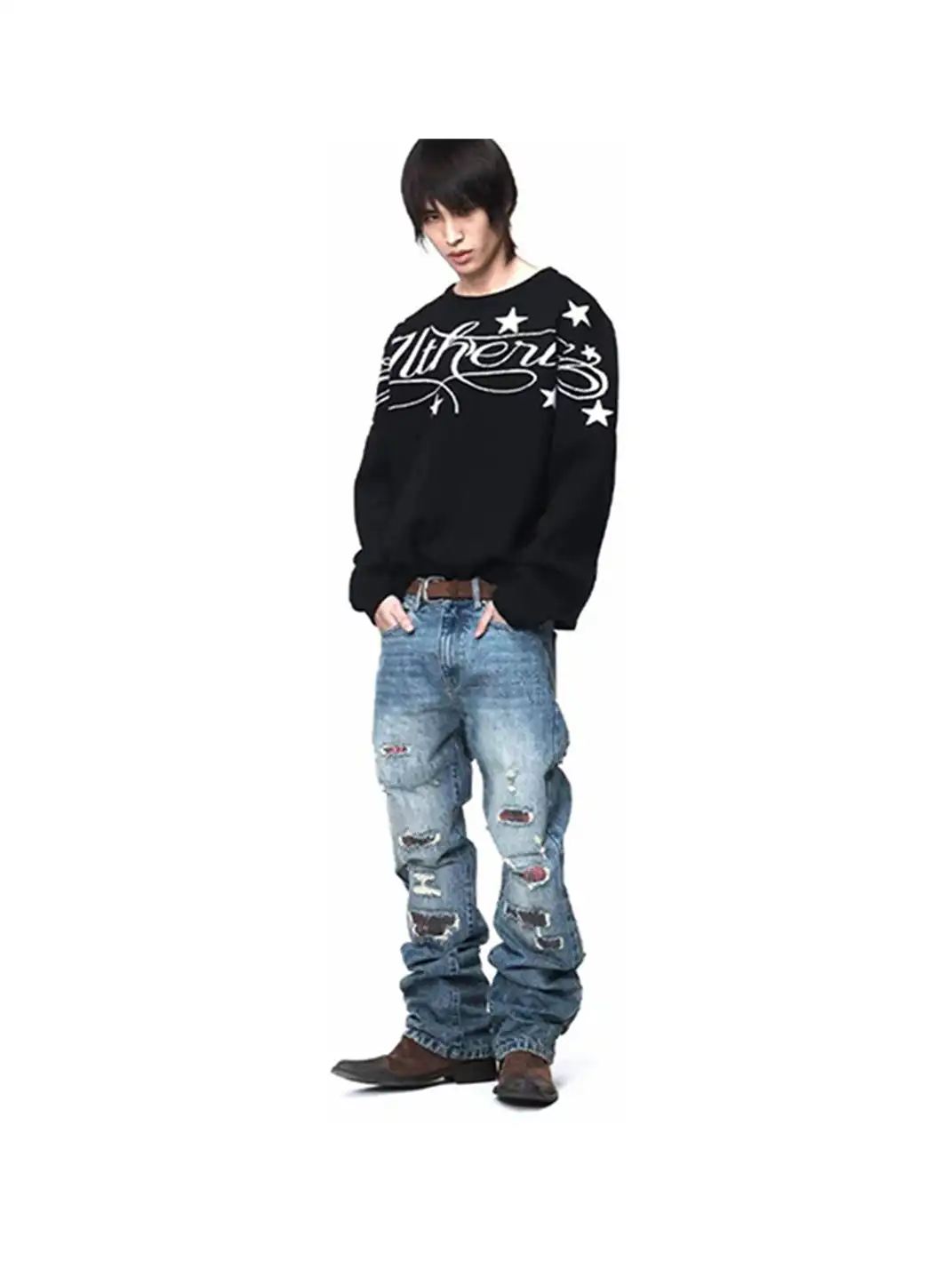 DETW | Slogan Jacquard Wool Drop Shoulder Sweater
