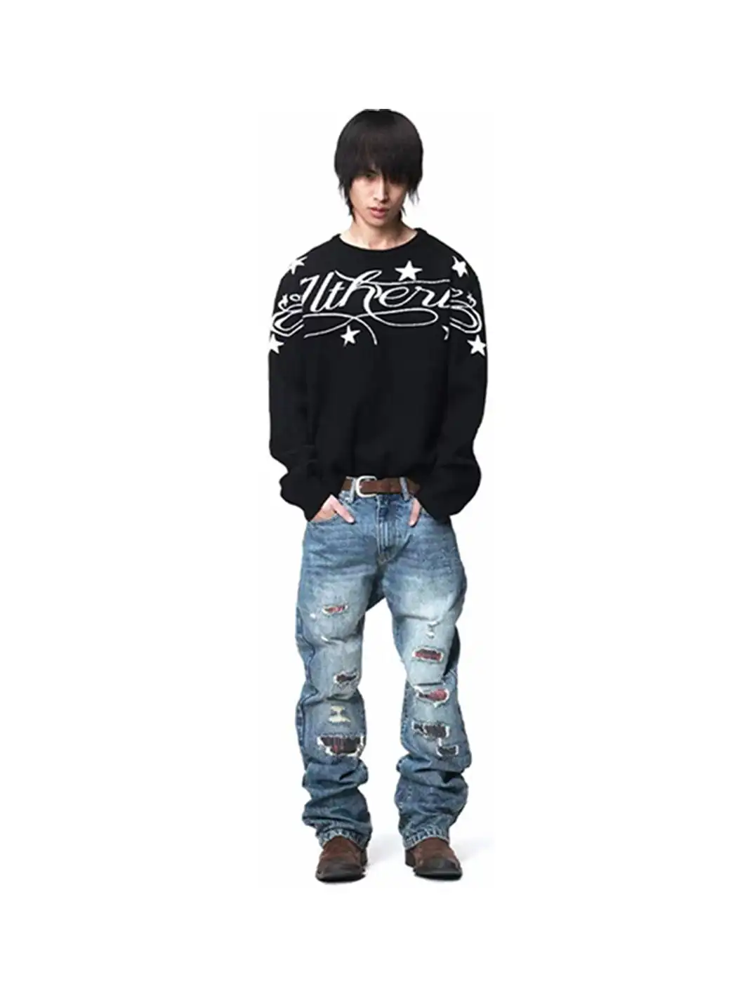 DETW | Slogan Jacquard Wool Drop Shoulder Sweater