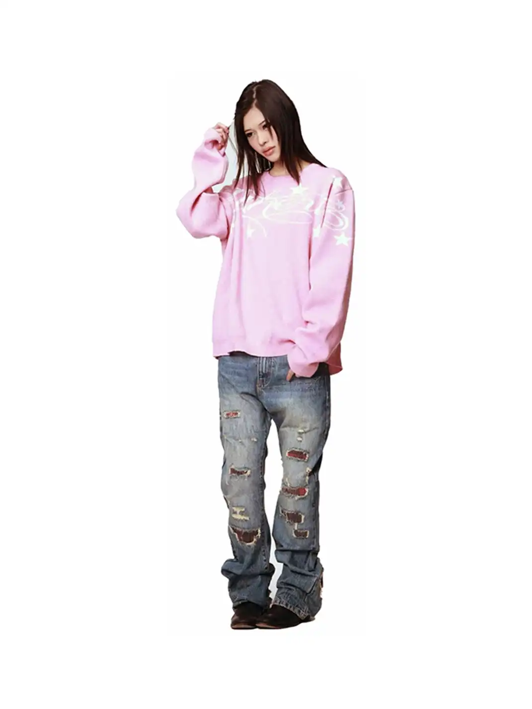 DETW | Slogan Jacquard Wool Drop Shoulder Sweater