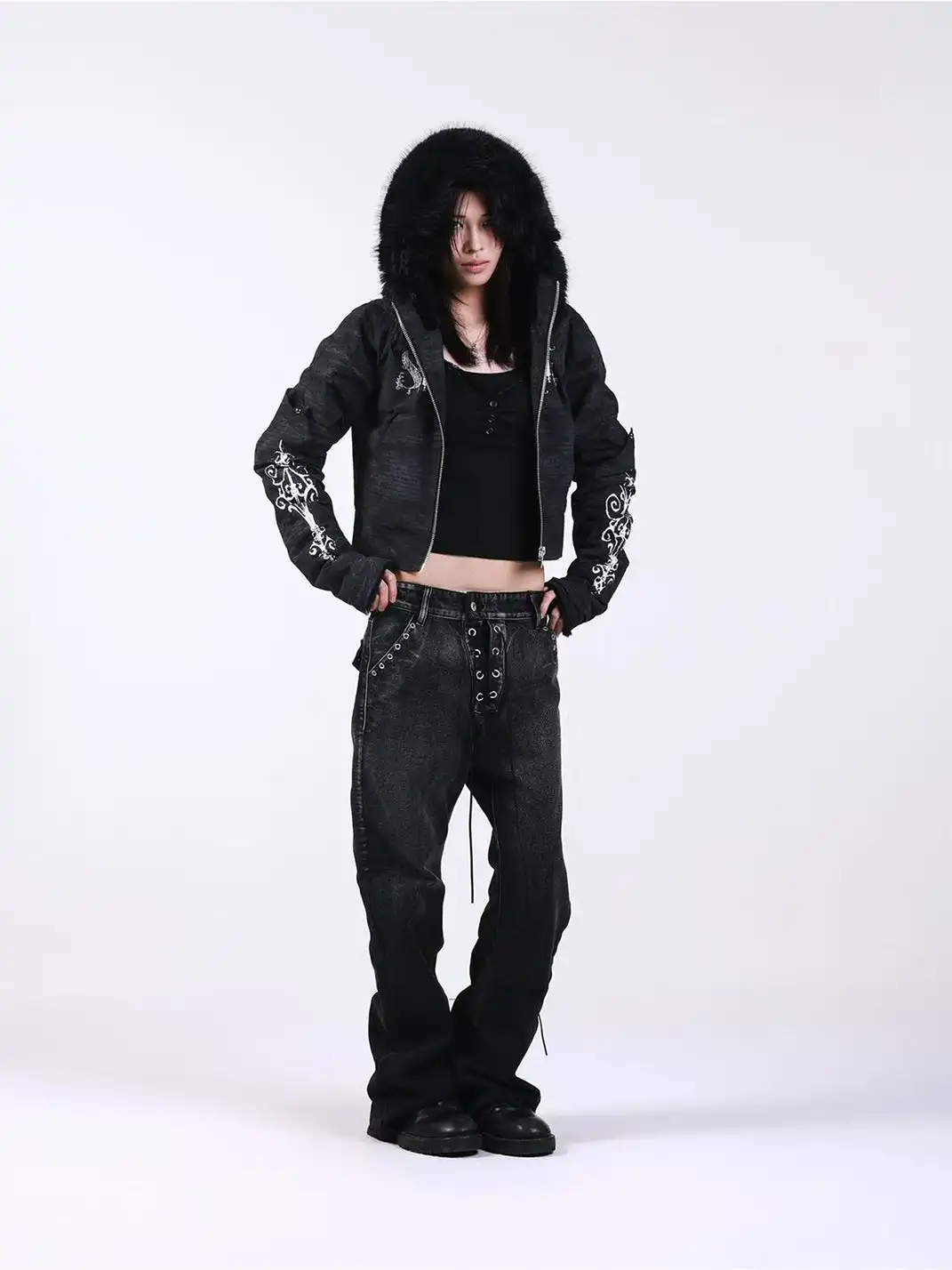 DETW | Metal Door Access Control Drawstring Curved Jeans