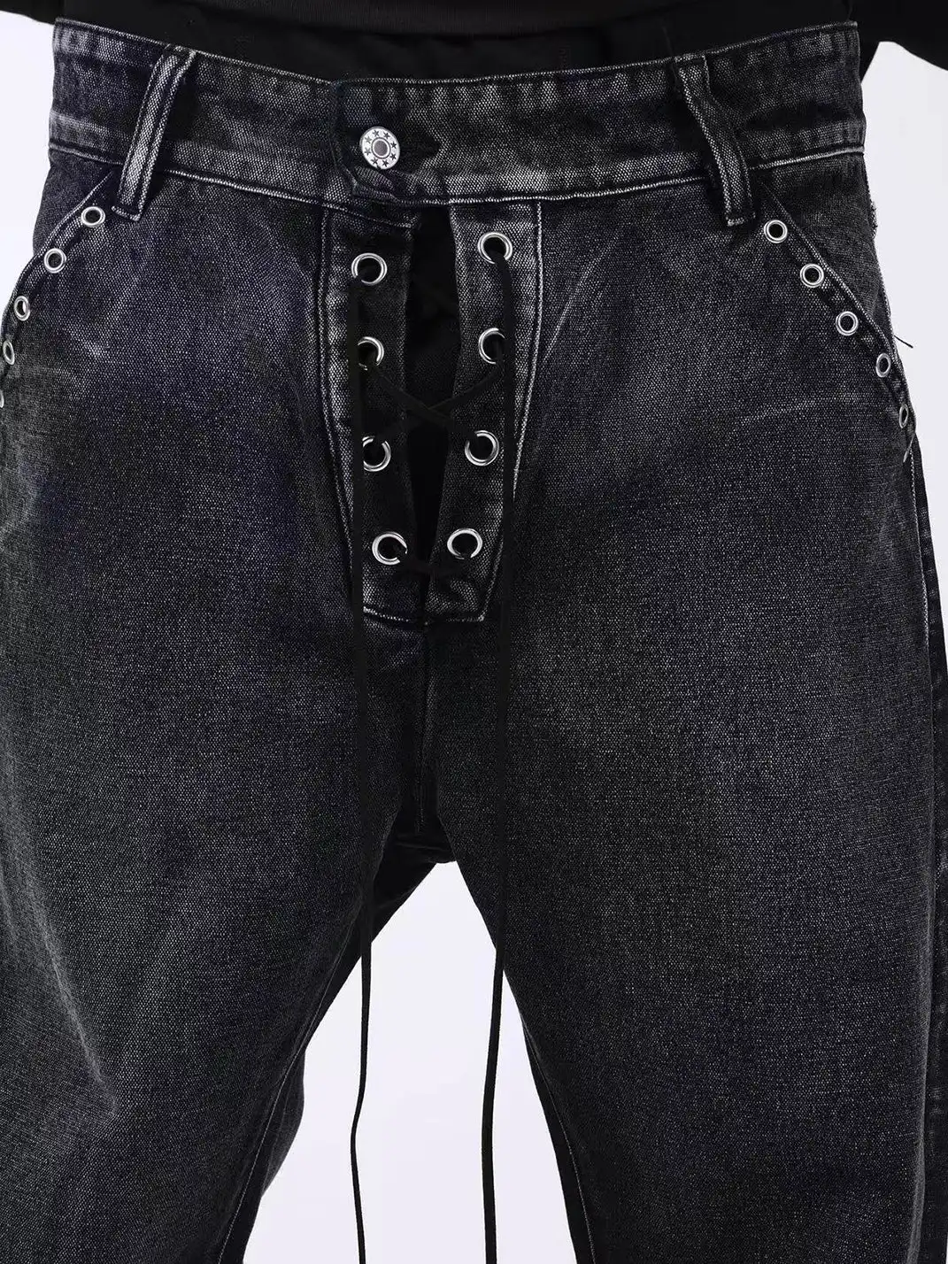 DETW | Metal Door Access Control Drawstring Curved Jeans