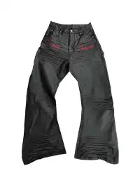 DETW | Waxed 3D Pleated Coated Flared Jeans
