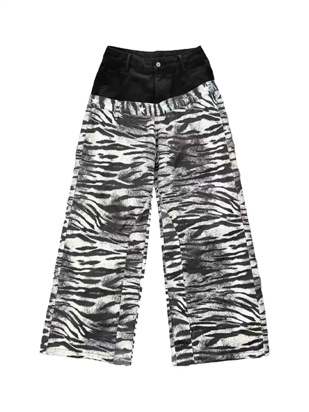DETW | Zebra-Print Slanted Waist Jeans