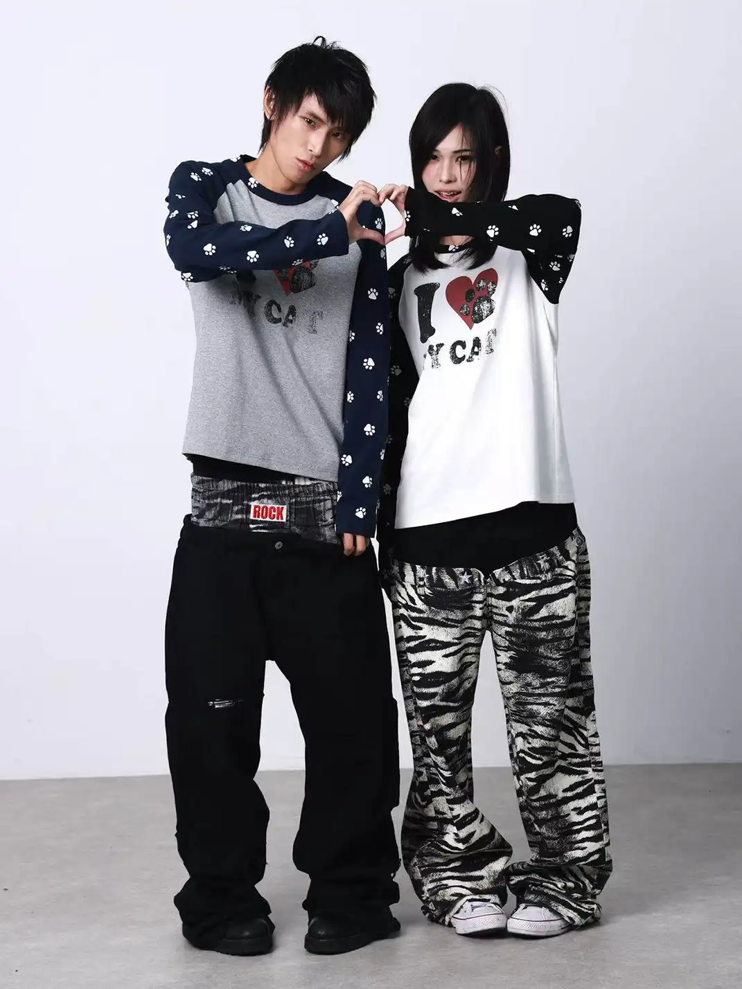 DETW | Zebra-Print Slanted Waist Jeans