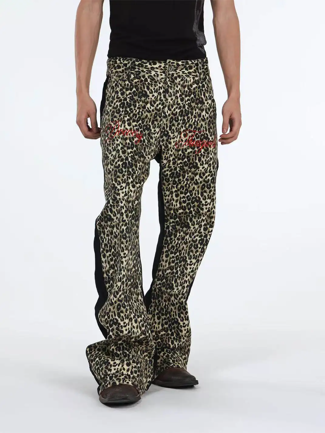 DETW | Retro Two-Tone Leopard Print Jeans