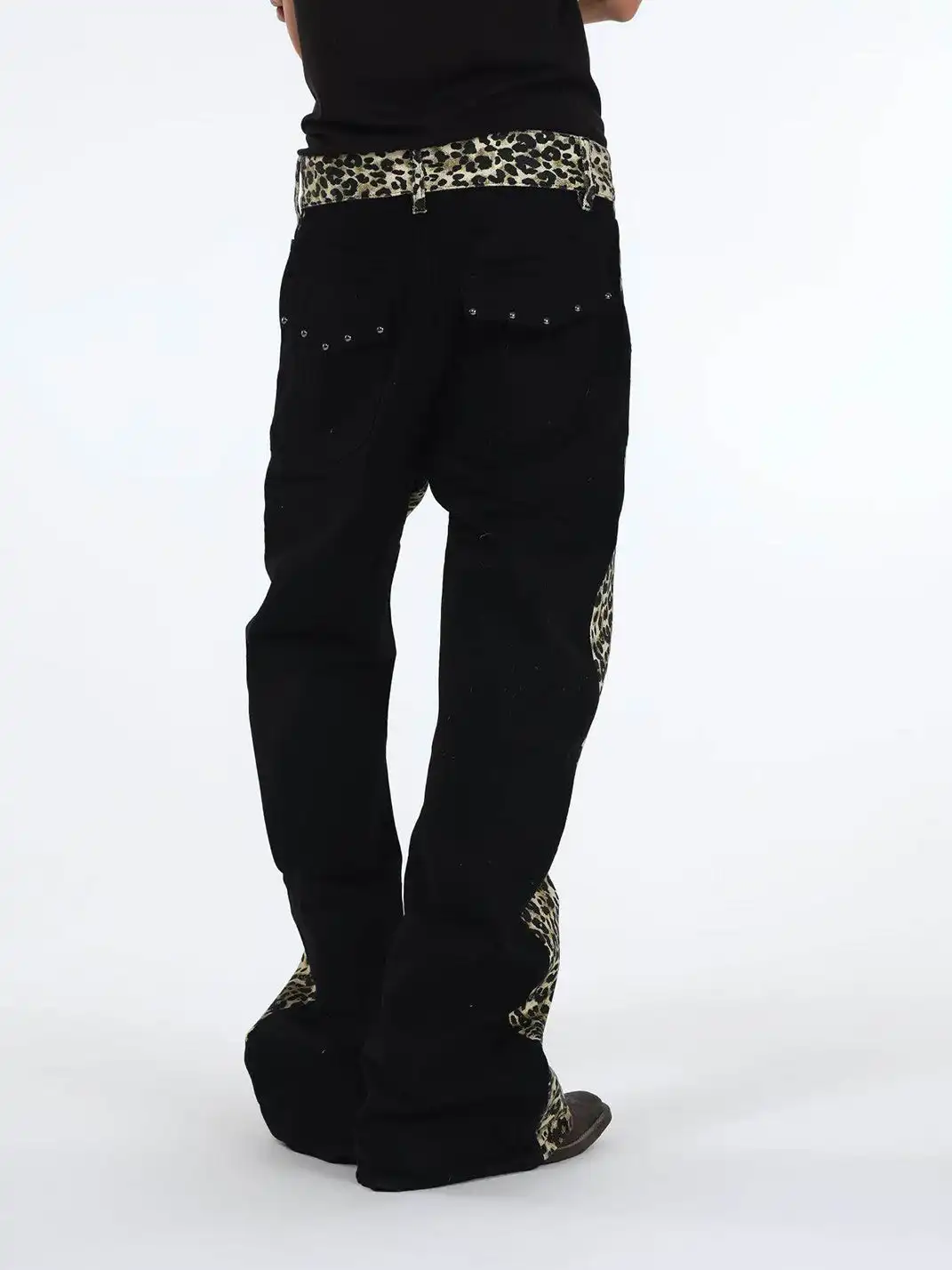 DETW | Retro Two-Tone Leopard Print Jeans