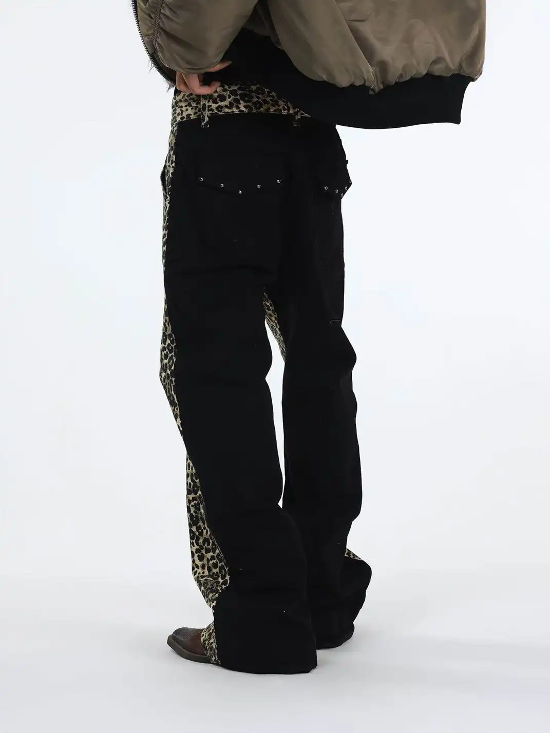 DETW | Retro Two-Tone Leopard Print Jeans