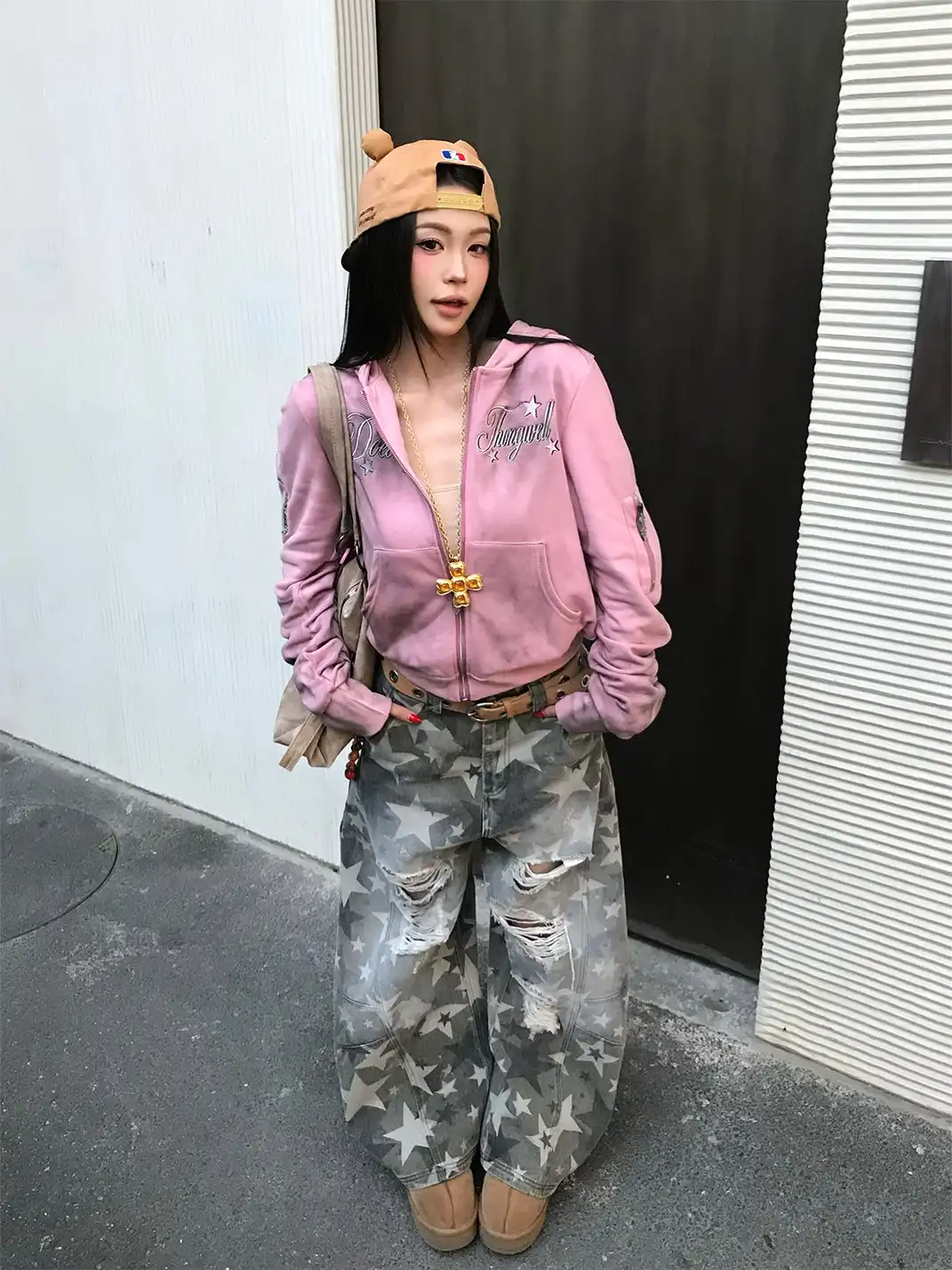 DETW | Distressed Premium Pink Zip-Up Hoodie