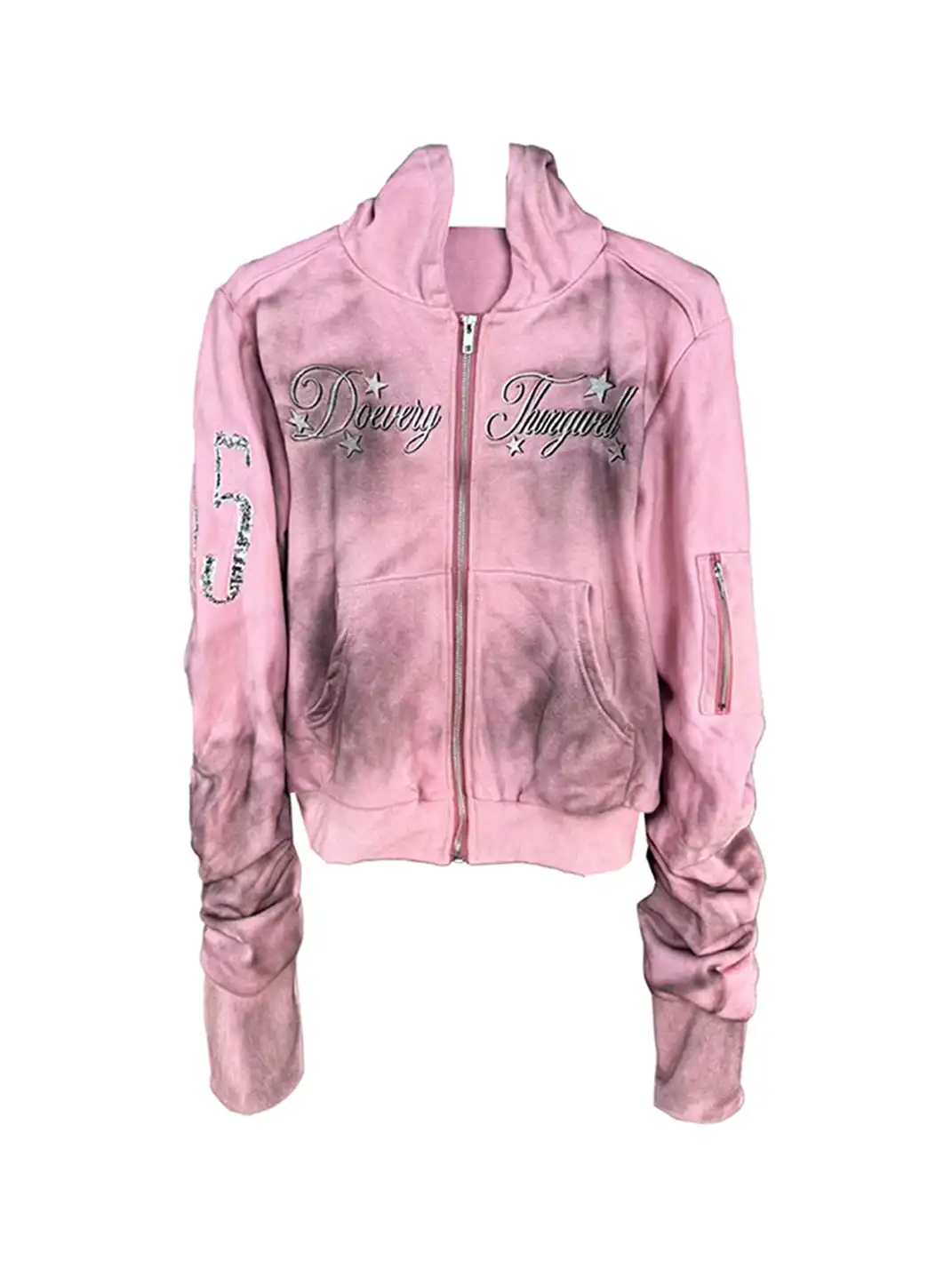 DETW | Distressed Premium Pink Zip-Up Hoodie