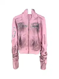DETW | Distressed Premium Pink Zip-Up Hoodie