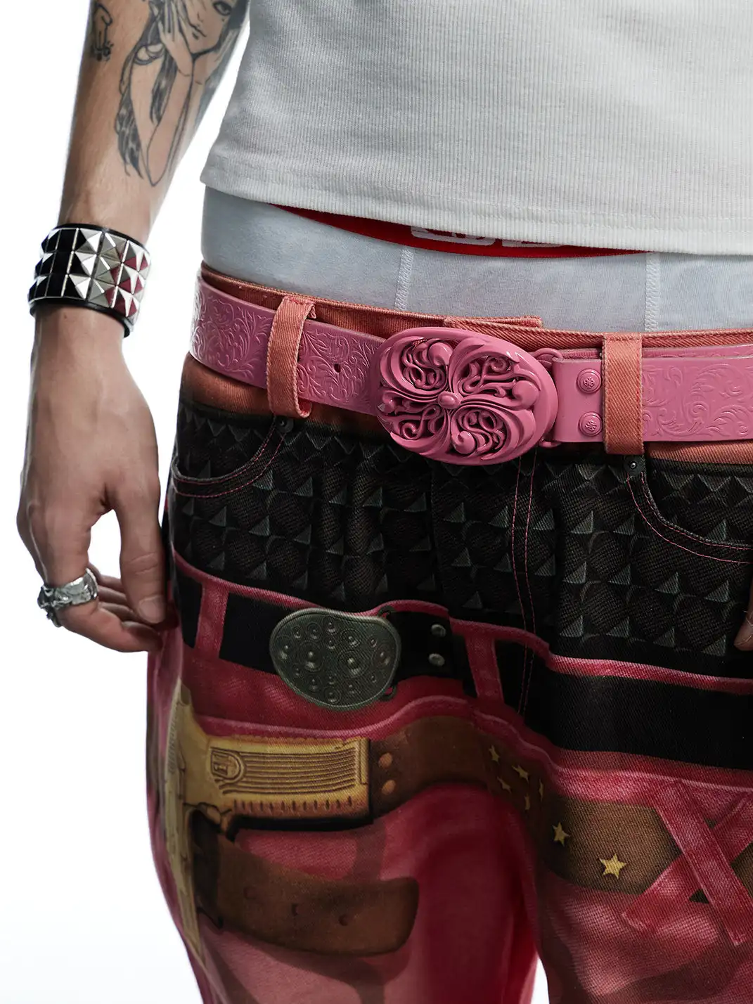 DND4DES | Pink Heavy-Duty Top-Grain Cowhide Leather Belt