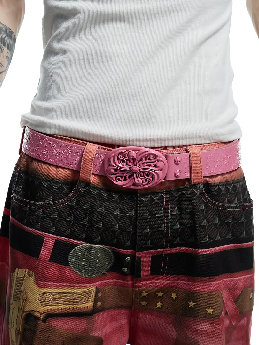 DND4DES | Pink Heavy-Duty Top-Grain Cowhide Leather Belt