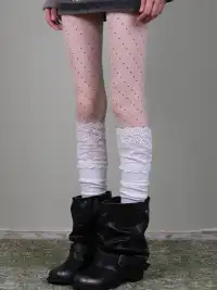 XILING | Polka Dot Stockings With Lace Combo Set