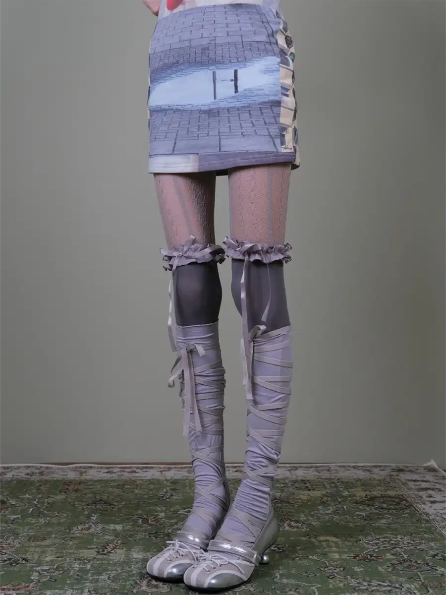 XILING | Strappy Stockings + Over-The-Knee Stockings + Patterned Stockings Set - 4