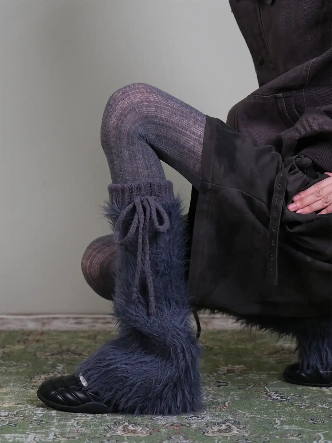 XILING | Grey Tights + Fleece Socks Combo Set