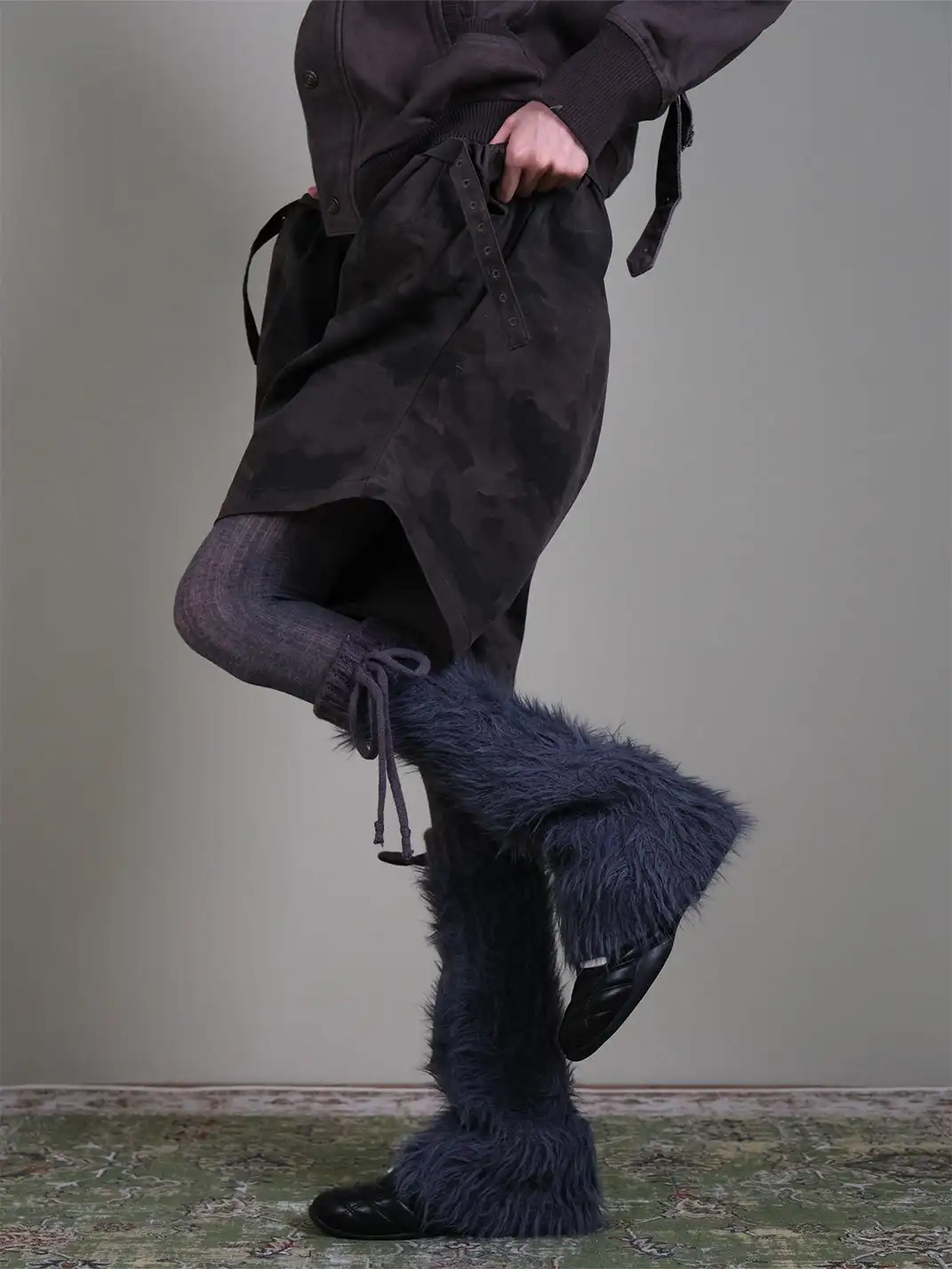 XILING | Grey Tights + Fleece Socks Combo Set
