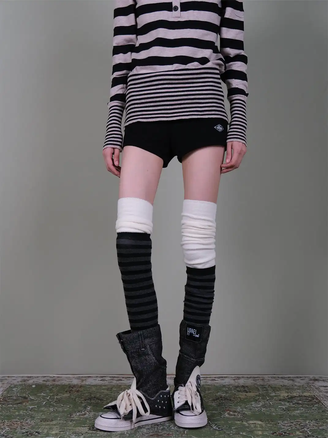 XILING | Over-the-Knee Socks + Striped Socks Combo Set