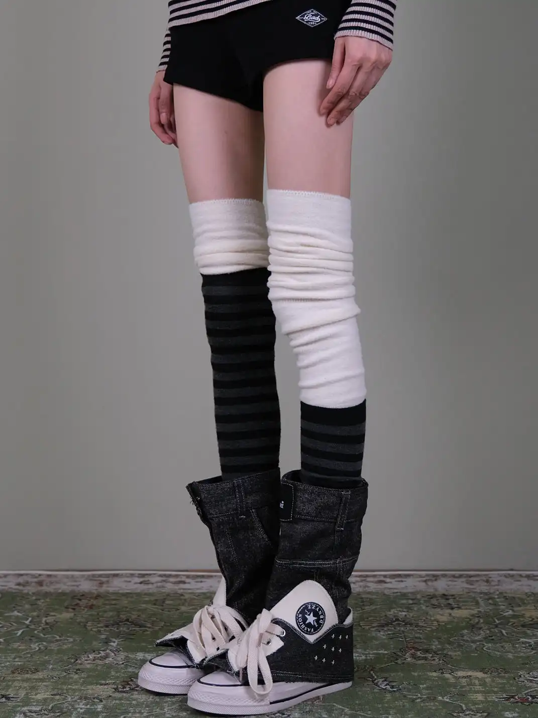 XILING | Over-the-Knee Socks + Striped Socks Combo Set