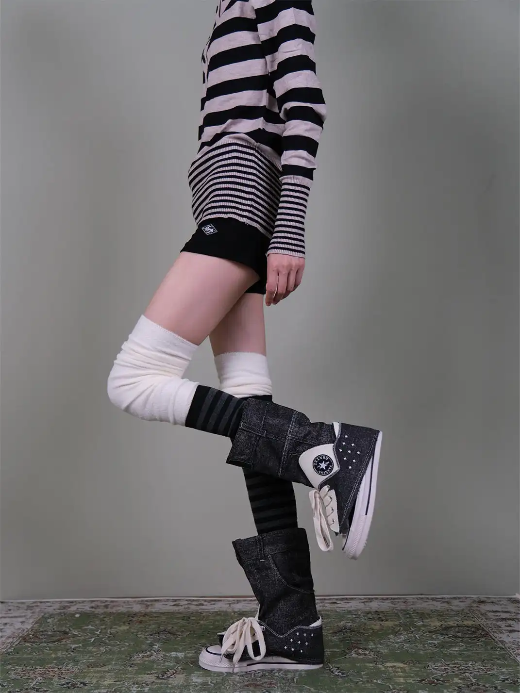 XILING | Over-the-Knee Socks + Striped Socks Combo Set