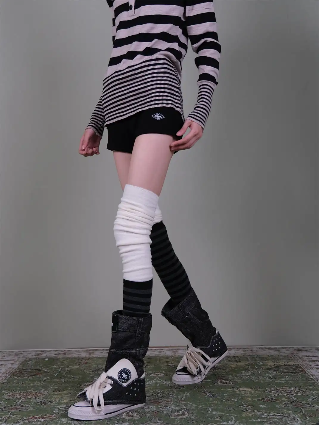 XILING | Over-the-Knee Socks + Striped Socks Combo Set