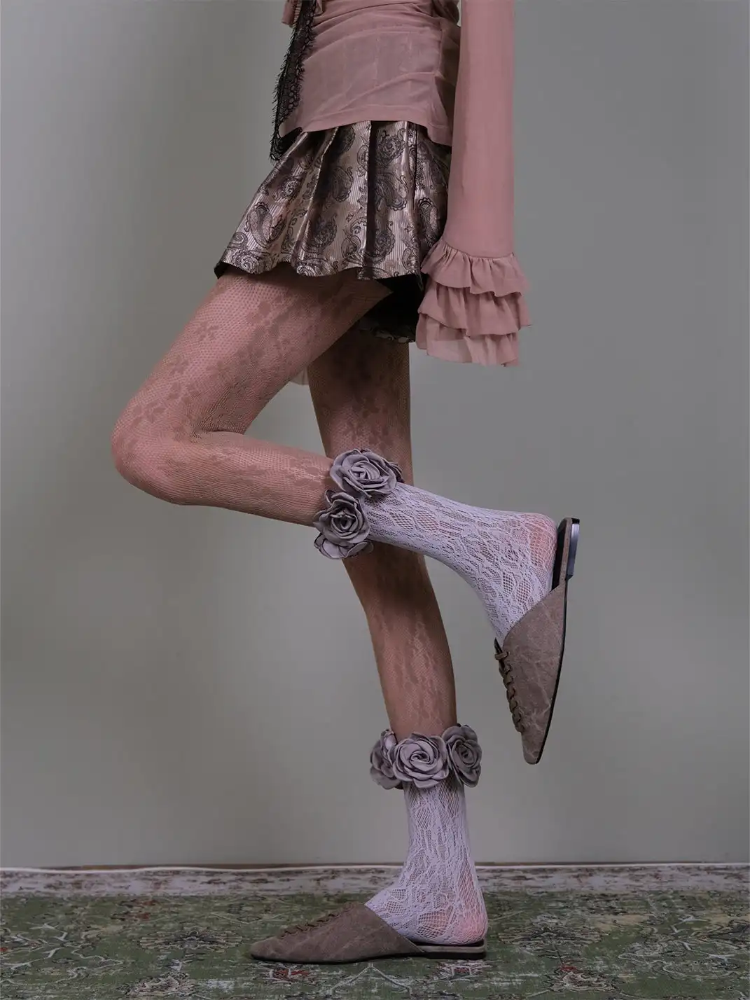 XILING | Pantyhose + Rose Stocks Combo Set