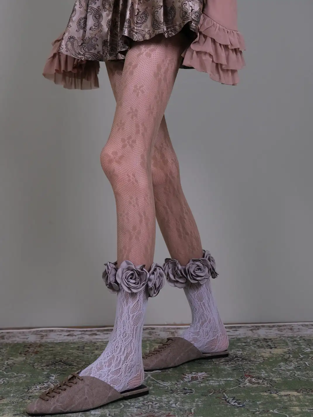 XILING | Pantyhose + Rose Stocks Combo Set