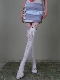XILING | Cat Paw Stockings + White Over-the-Knee Socks Set