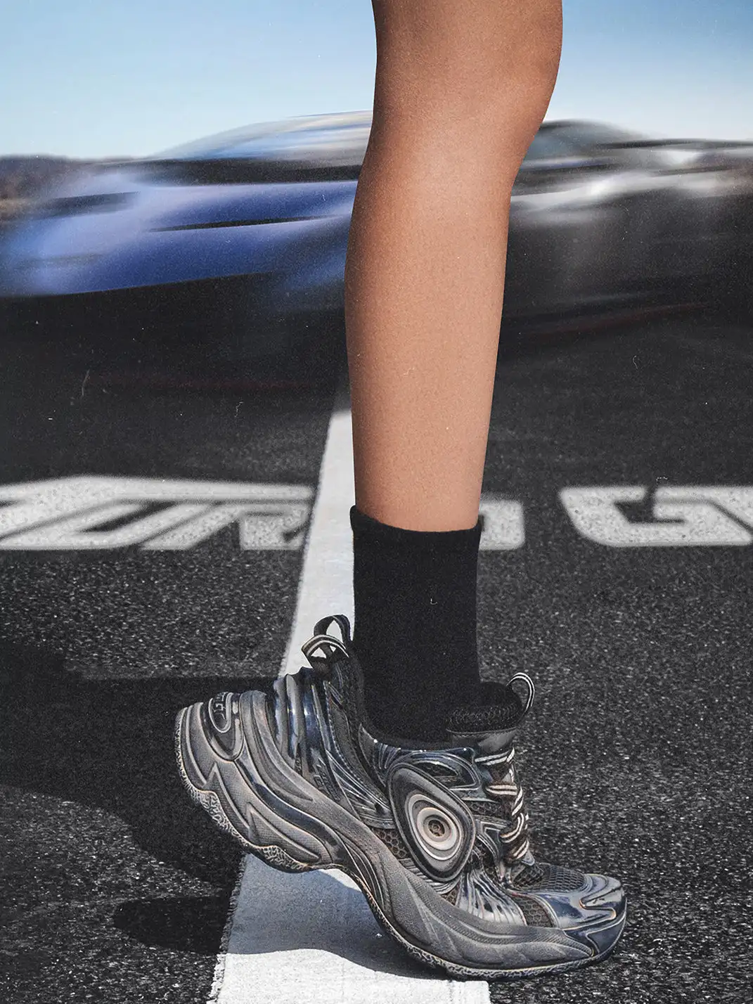 OLDORDER | Desert Black Distressed Chunky Sneakers