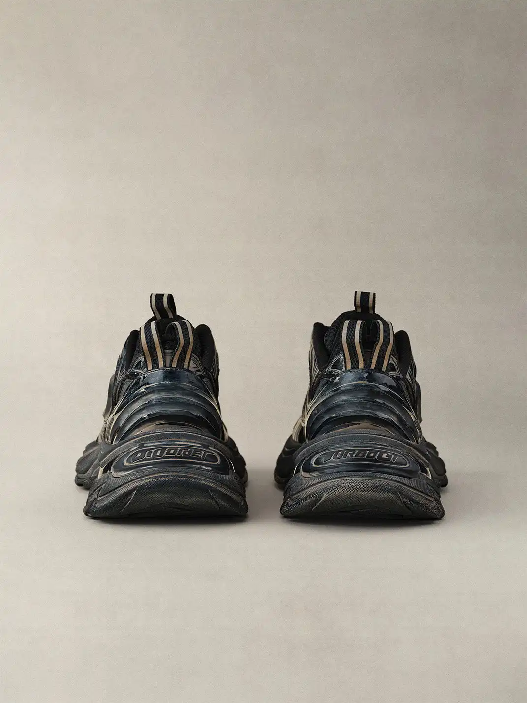 OLDORDER | Desert Black Distressed Chunky Sneakers