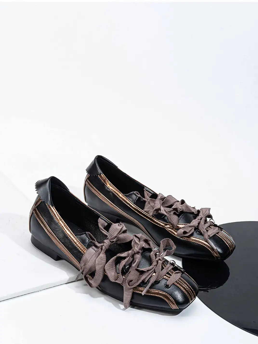 SISTER CURIE | Satin Square-Toe Bow Ballet Flats