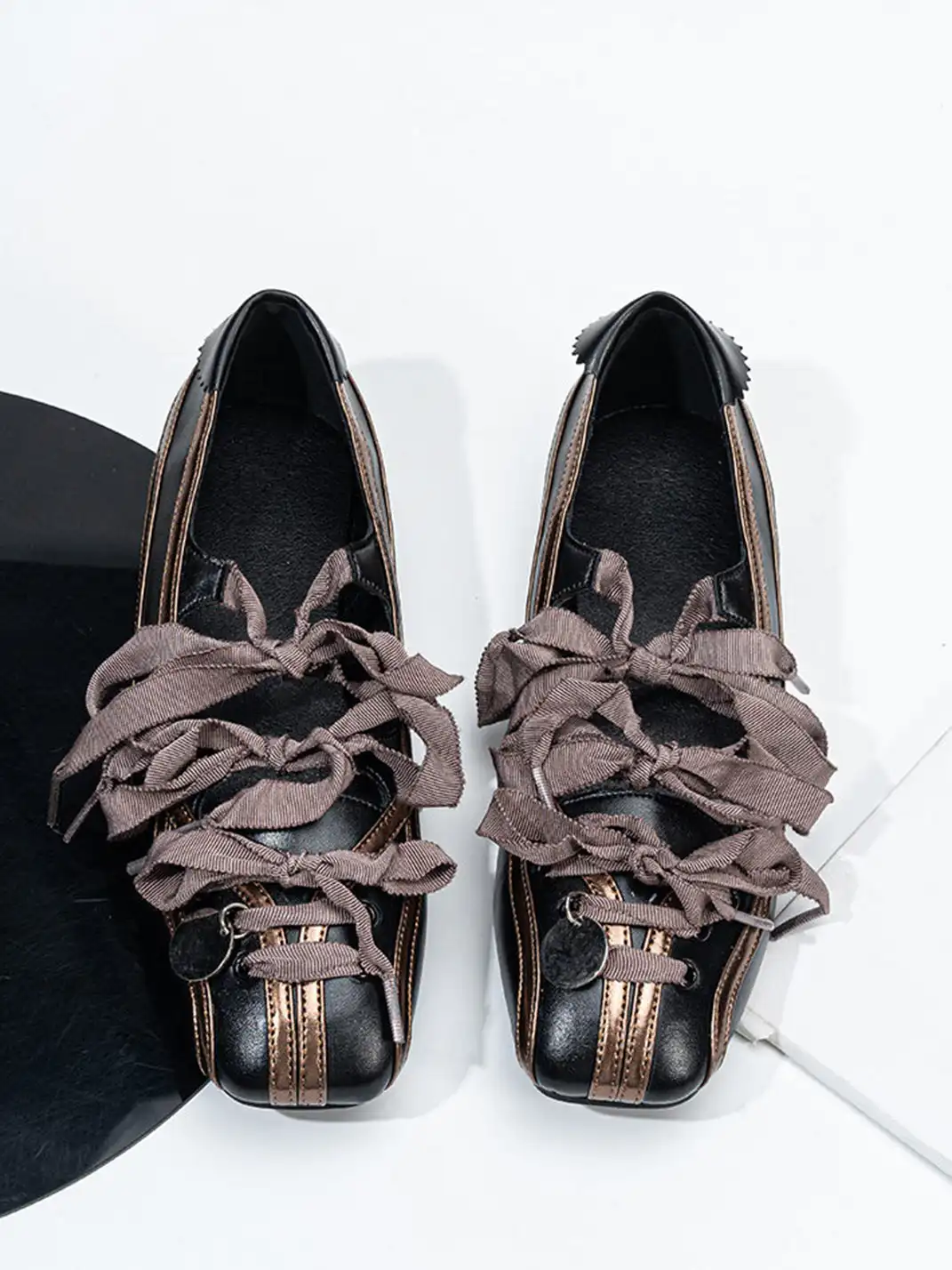 SISTER CURIE | Satin Square-Toe Bow Ballet Flats