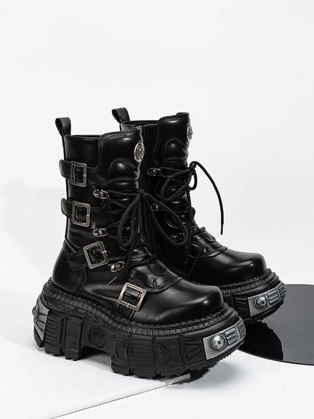 SISTER CURIE | Punk Platform Mid-Calf Combat Boots