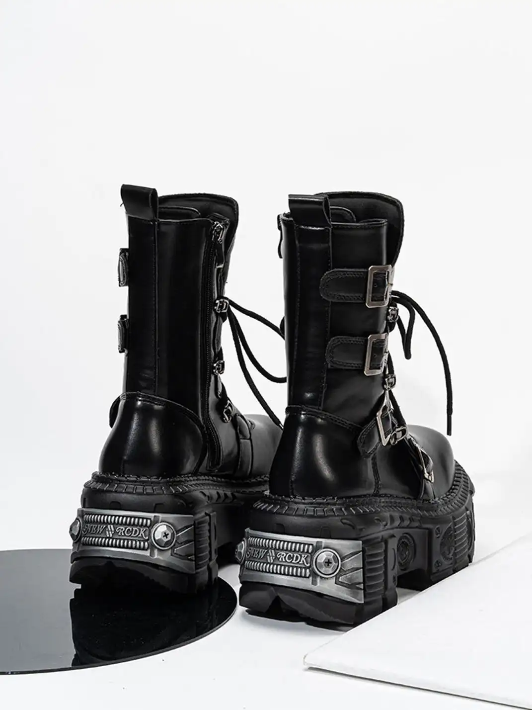 SISTER CURIE | Punk Platform Mid-Calf Combat Boots
