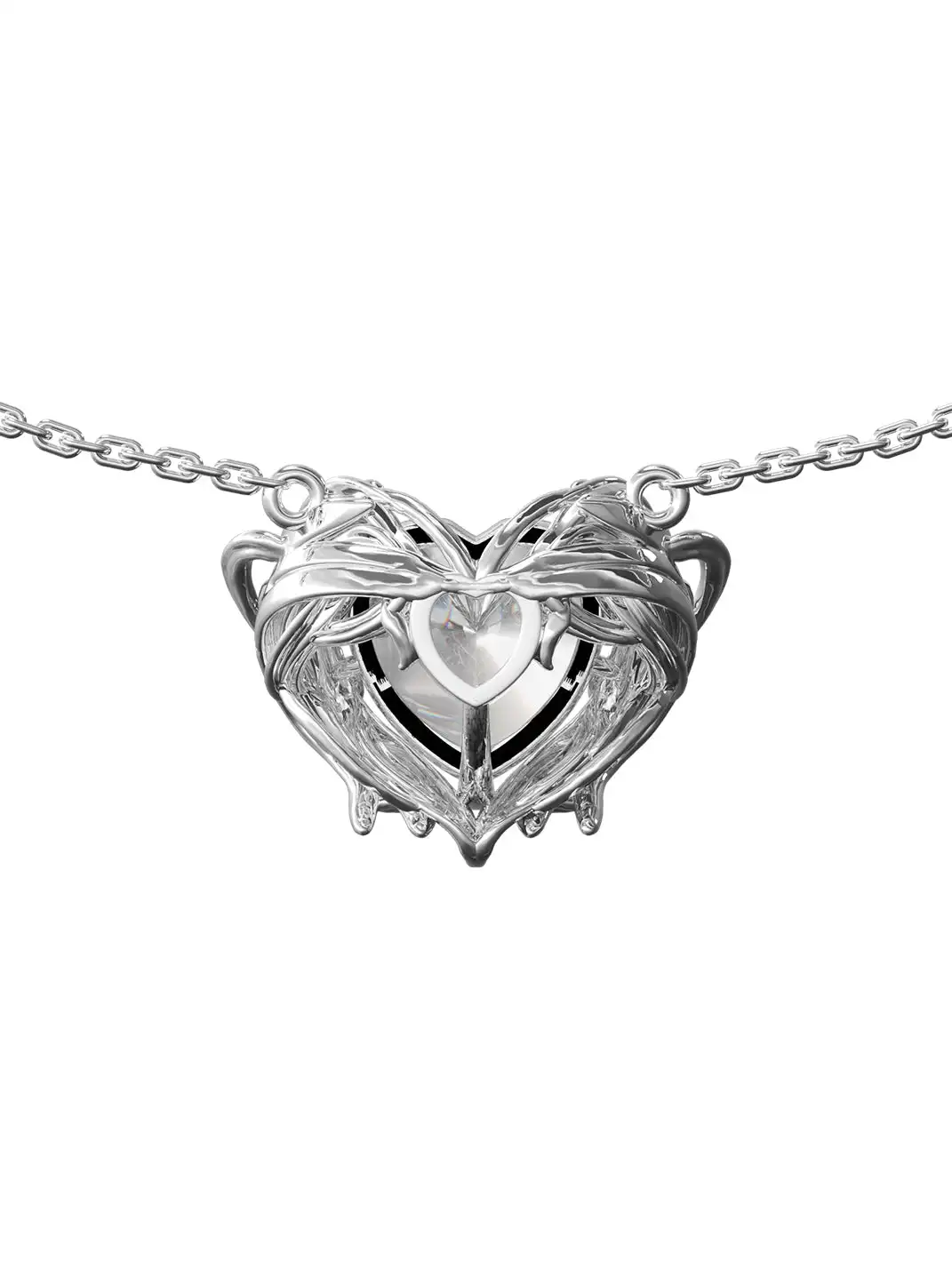 TORNADOSONG | Winged Zircon Heart Necklace