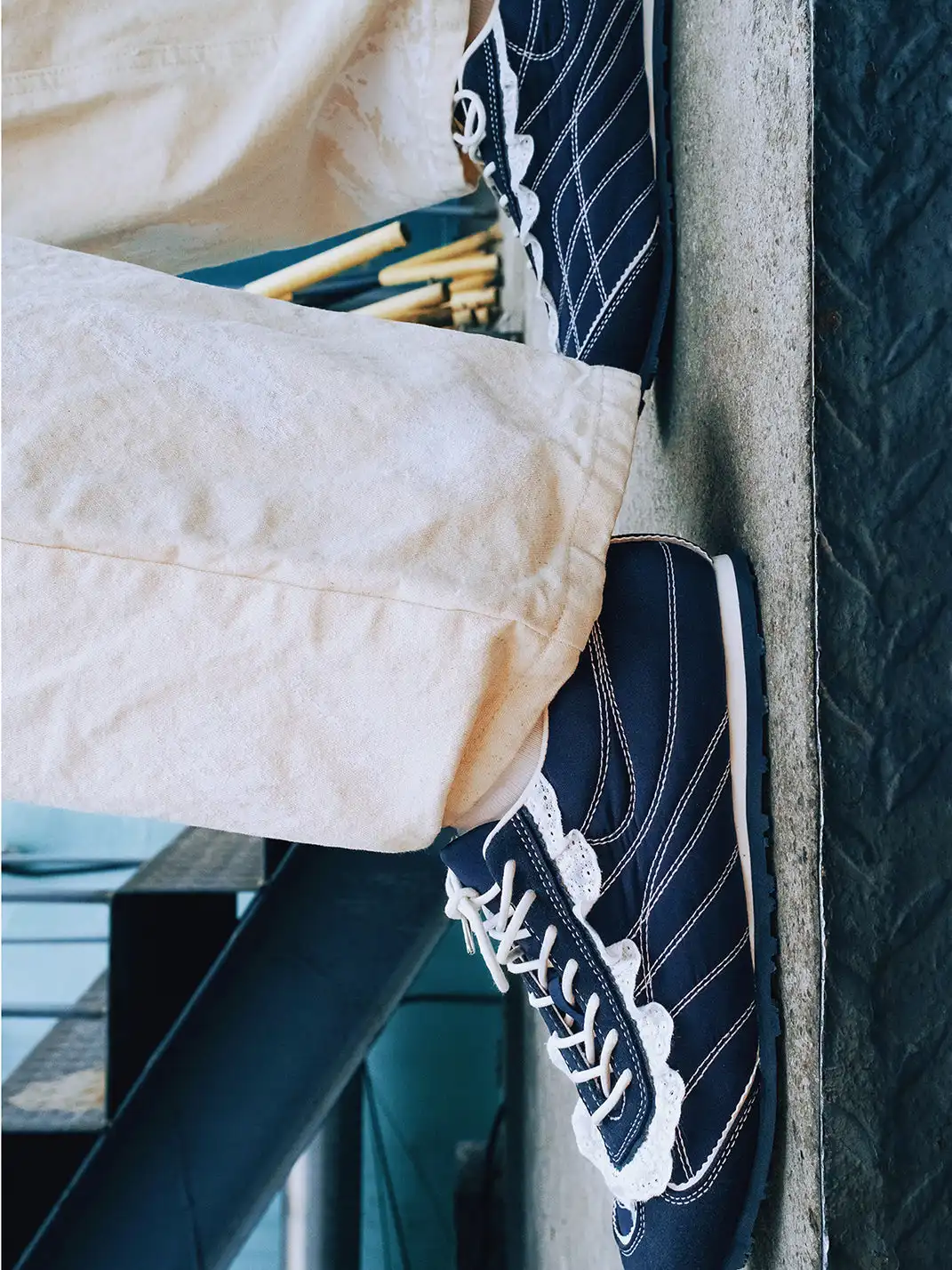 LeStream | Lace-Up Flat Shoes-Dark Blue
